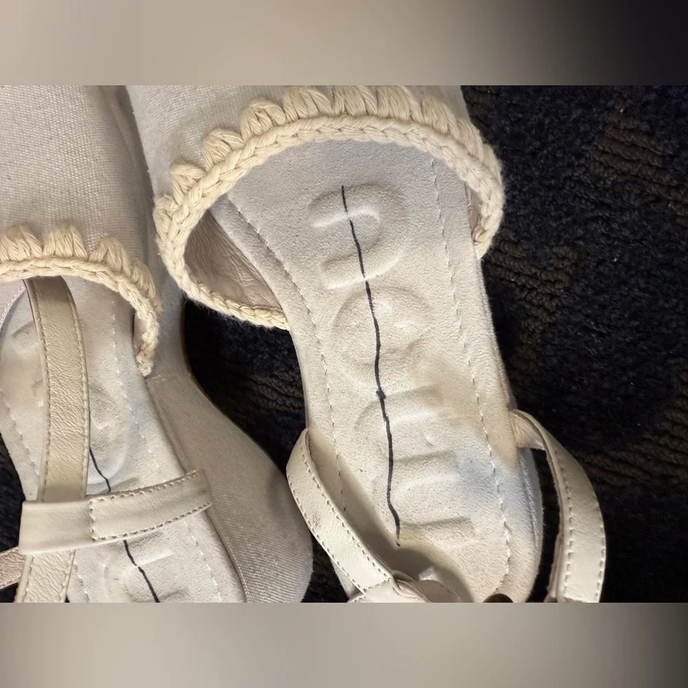 Cream Platform Shoes with Adjustable Straps